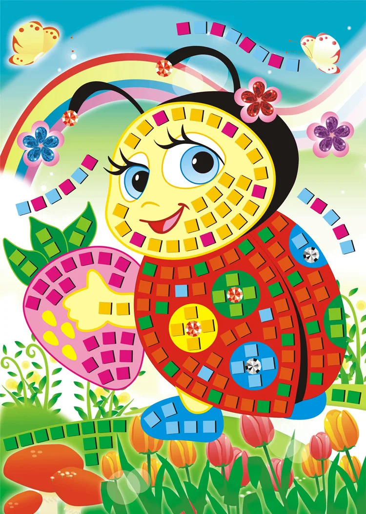 6 Pcs/Set Mosaic Diamond Handmade Craft DIY Stickers Crystal Paste Painting Mosaic Puzzle Educational Toys Kids Gift