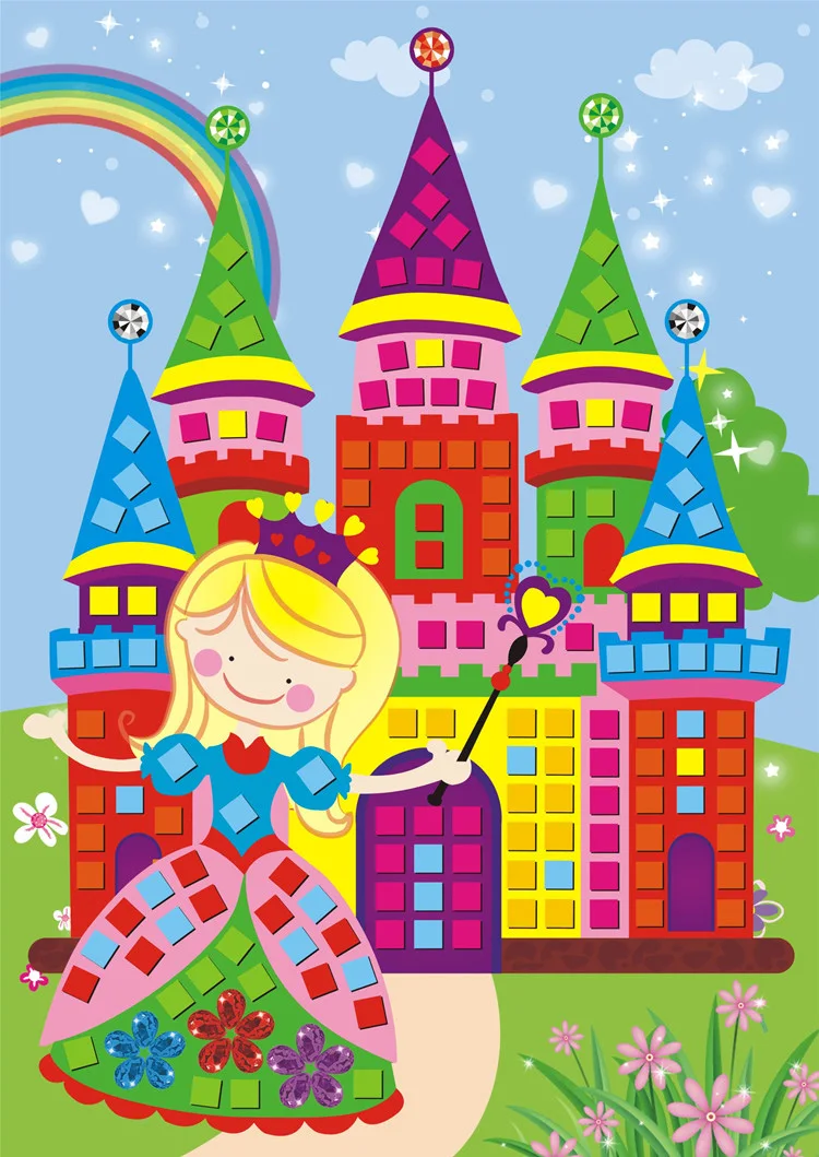 6 Pcs/Set Mosaic Diamond Handmade Craft DIY Stickers Crystal Paste Painting Mosaic Puzzle Educational Toys Kids Gift