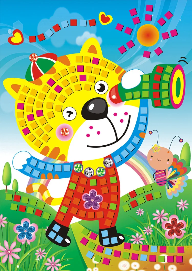 6 Pcs/Set Mosaic Diamond Handmade Craft DIY Stickers Crystal Paste Painting Mosaic Puzzle Educational Toys Kids Gift