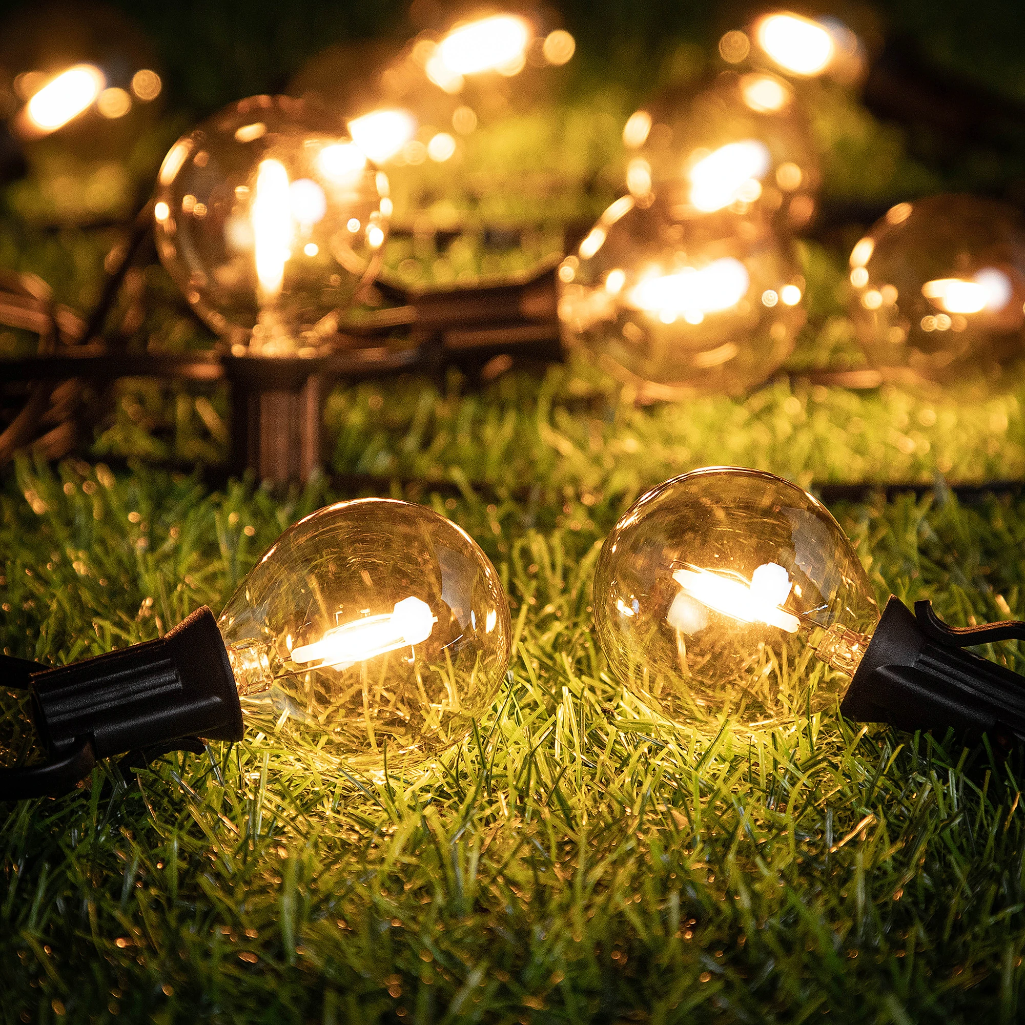 GANRILAND 25FT 50FT G40 Led String Lights Amber Glass Bulb Dimmable 2200K Connectable US EU Plug Party Wedding Decor Fairy Light