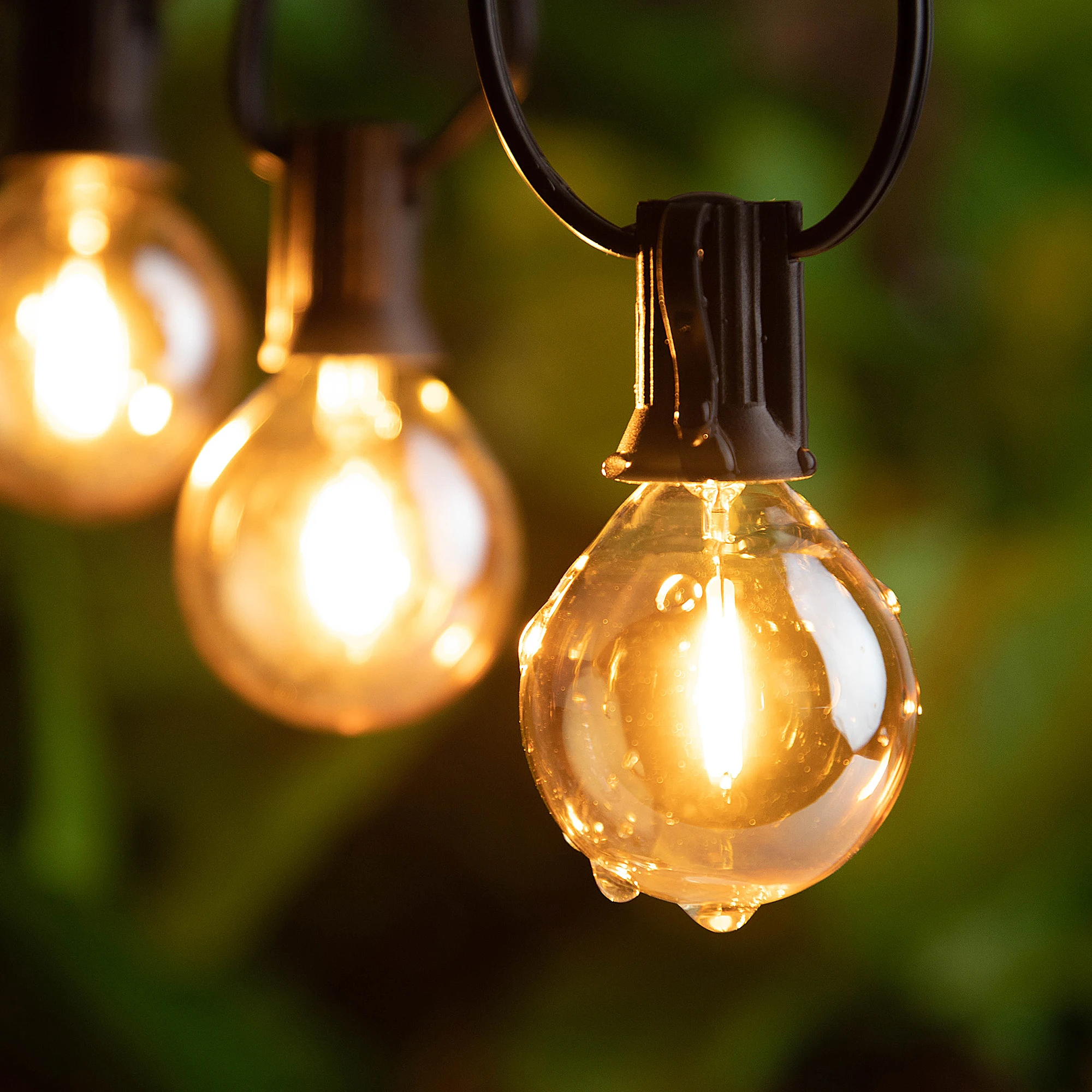 GANRILAND 25FT 50FT G40 Led String Lights Amber Glass Bulb Dimmable 2200K Connectable US EU Plug Party Wedding Decor Fairy Light
