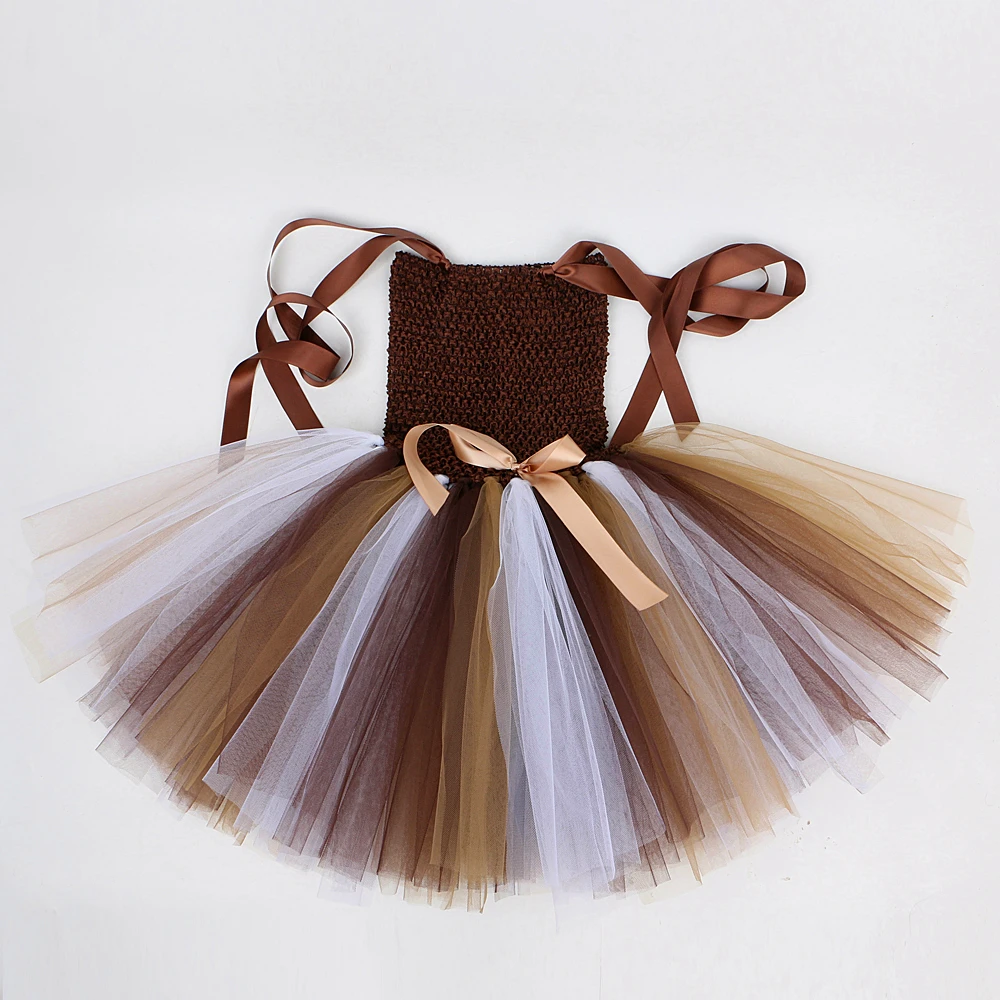 Jungle Lion Party Dresses for Girls Kids Animal Halloween Costume with Wrist & Ankle Cuffs Princess Birthday Tutus Child Outfit
