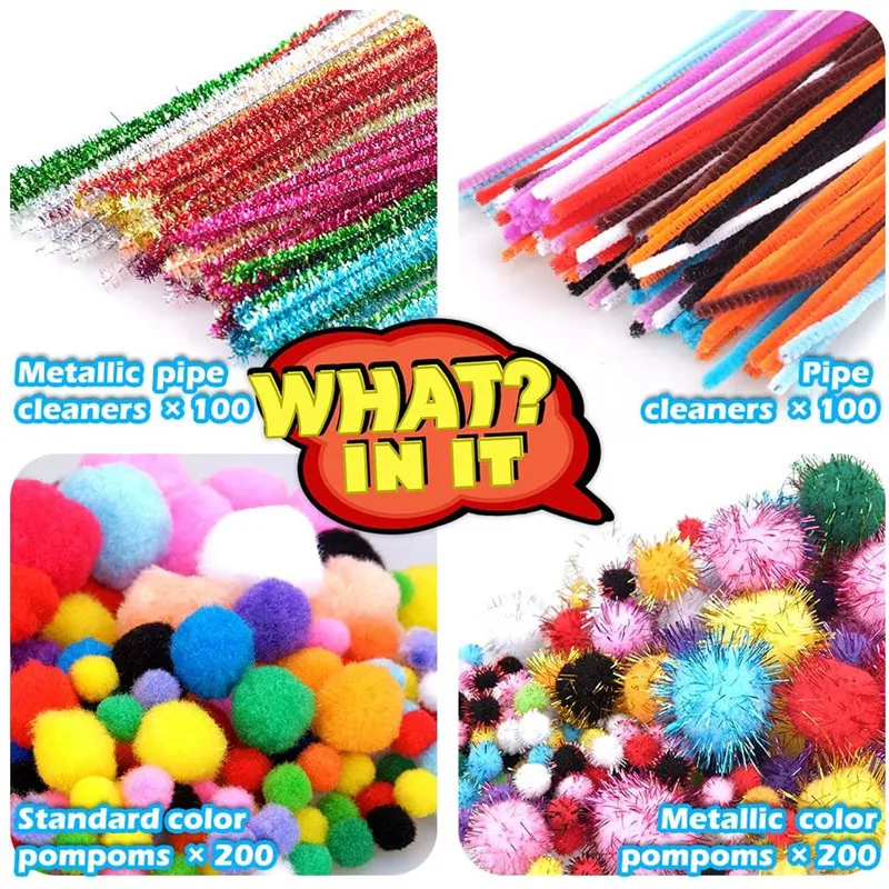 Children Puzzle Toys in Barrels Handmade DIY Material Package Gift Children Elastic Thread Feather Button Twisting Rod TMZ
