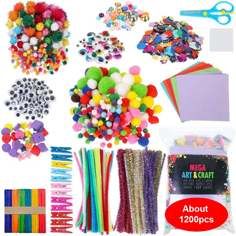 Children Puzzle Toys in Barrels Handmade DIY Material Package Gift Children Elastic Thread Feather Button Twisting Rod TMZ