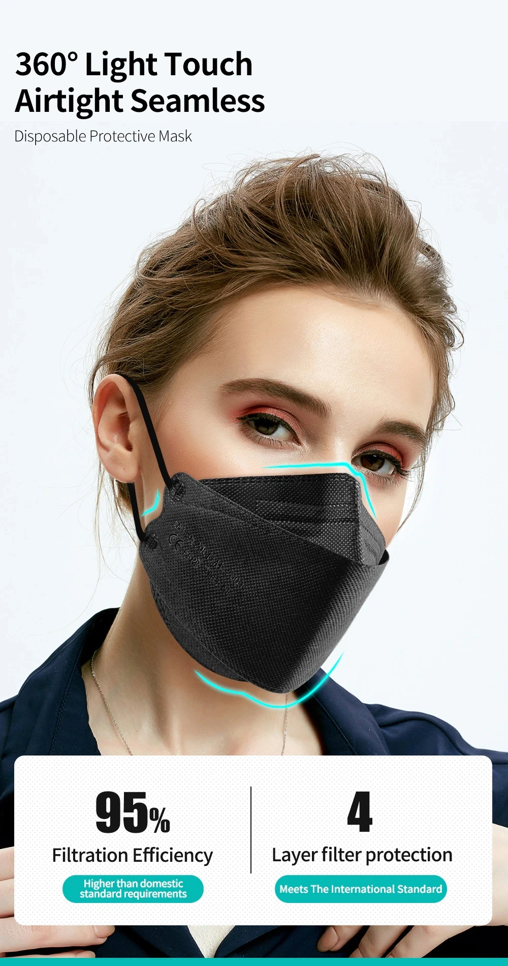 20PCS Adult Fish KN95 FFP2 Mask CE Approved Masks Dust Respirator Protective Face Masks Melt-blown Filtering Fast Delivery