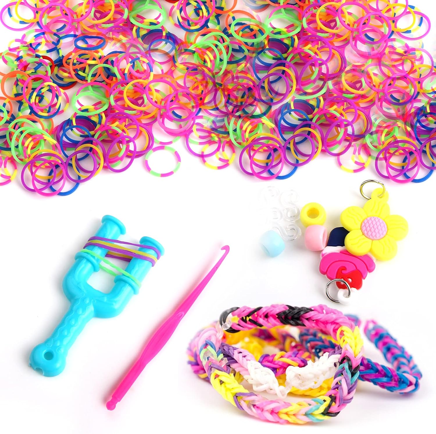 Elastic Rubber Bands DIY Tool Set Colorful Weave Machine Bracelet Handicraft Kit Girl Gift Kids Toys for Children 7 8 10 Years