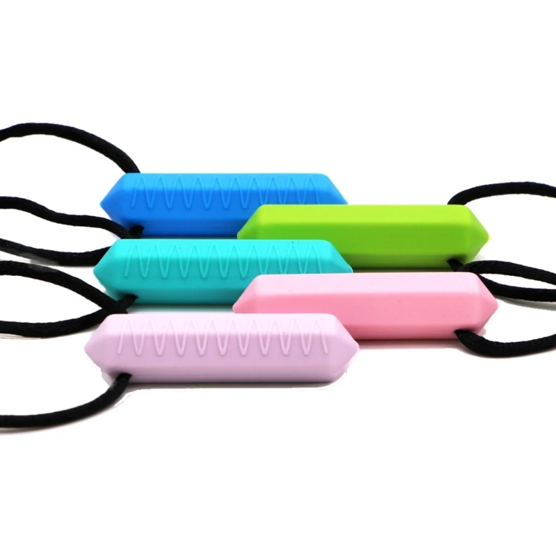 Silicone Chew Necklace Durable Teething Pendant for Kids & Adults Soothes Gums & Promotes Orals Development Present Gift A2UB