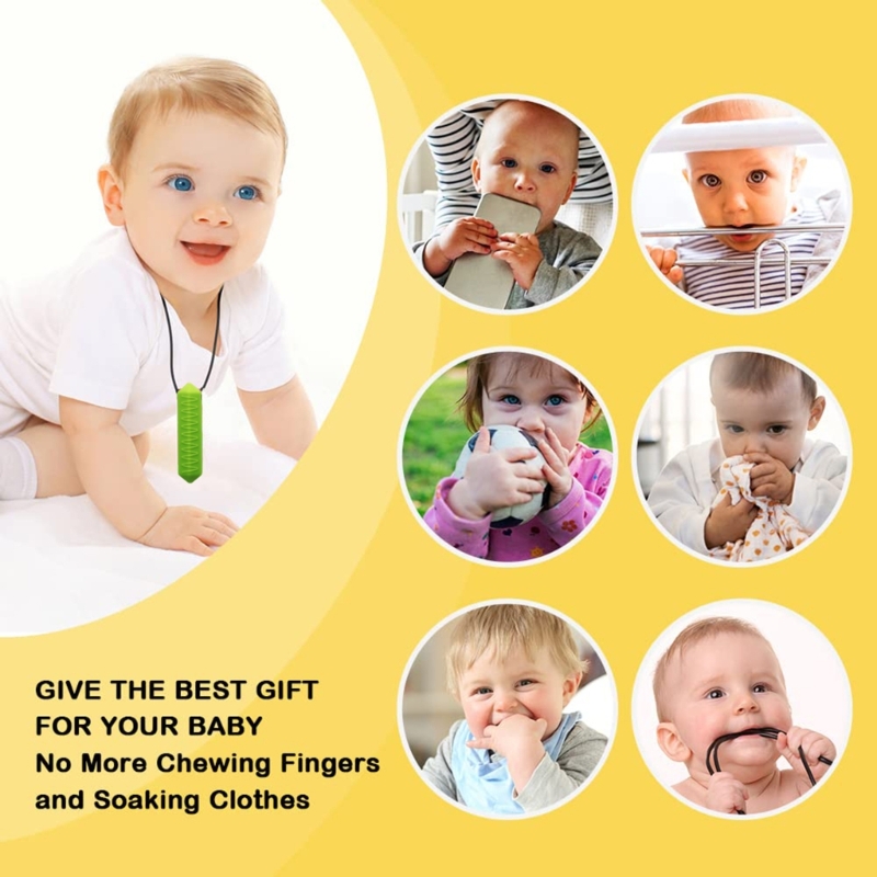 Silicone Chew Necklace Durable Teething Pendant for Kids & Adults Soothes Gums & Promotes Orals Development Present Gift A2UB