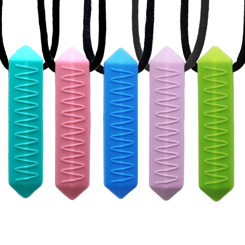 Silicone Chew Necklace Durable Teething Pendant for Kids & Adults Soothes Gums & Promotes Orals Development Present Gift A2UB