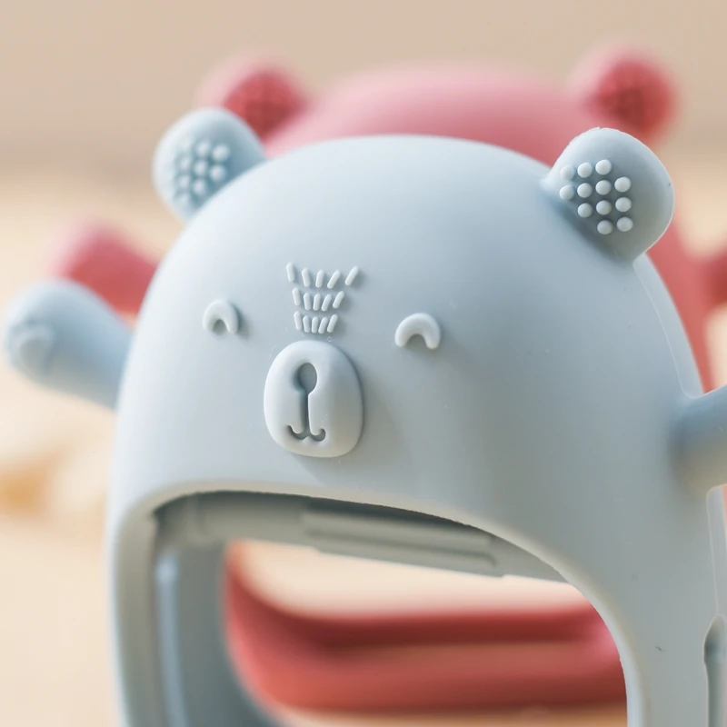 Baby Teether Gloves Kid Cartoon Bear Teething Silicone Dental Care Gums Anti-eating Hand Molar Stick BPA Free Baby Accessori