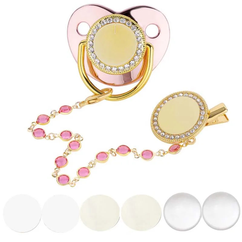 Blank Baby Pacifier Clip Holder Set Luxury Silicone Newborn Dummy Infant Teether Personalized Soother Baby Shower Gift