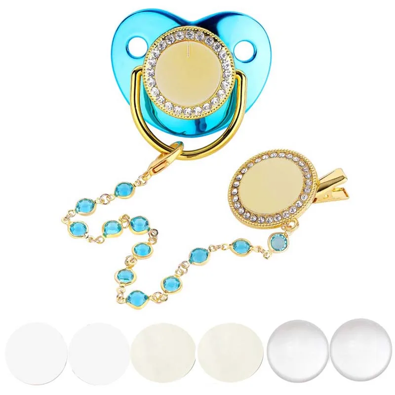Blank Baby Pacifier Clip Holder Set Luxury Silicone Newborn Dummy Infant Teether Personalized Soother Baby Shower Gift