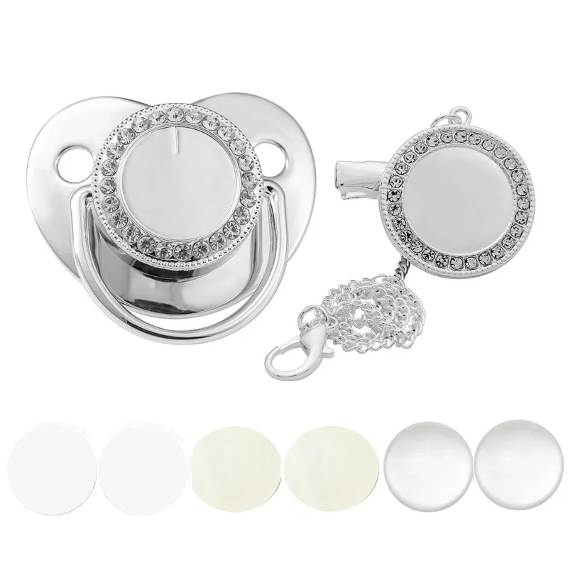 Blank Baby Pacifier Clip Holder Set Luxury Silicone Newborn Dummy Infant Teether Personalized Soother Baby Shower Gift