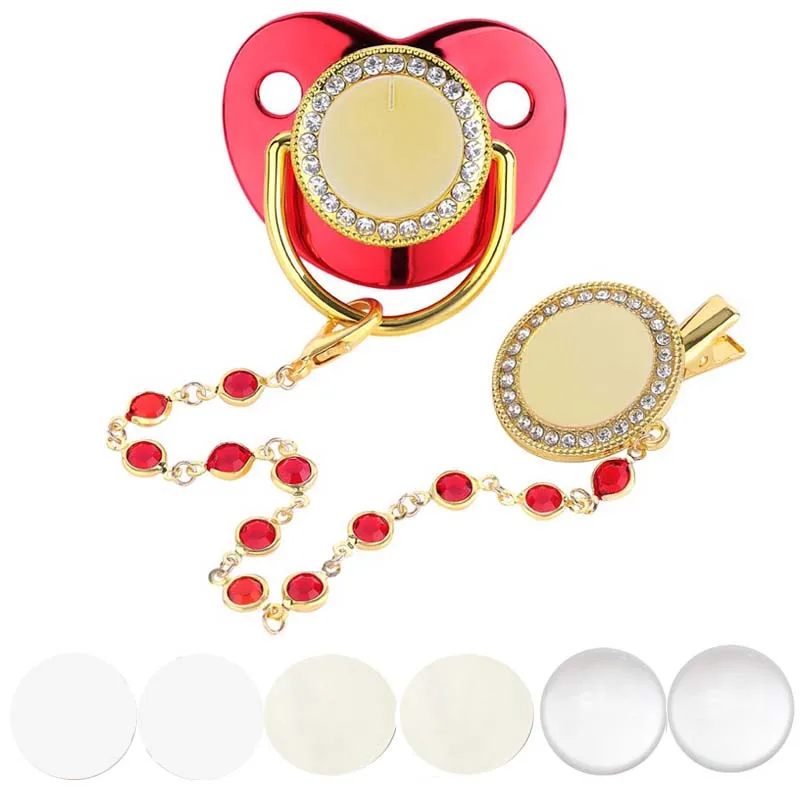 Blank Baby Pacifier Clip Holder Set Luxury Silicone Newborn Dummy Infant Teether Personalized Soother Baby Shower Gift
