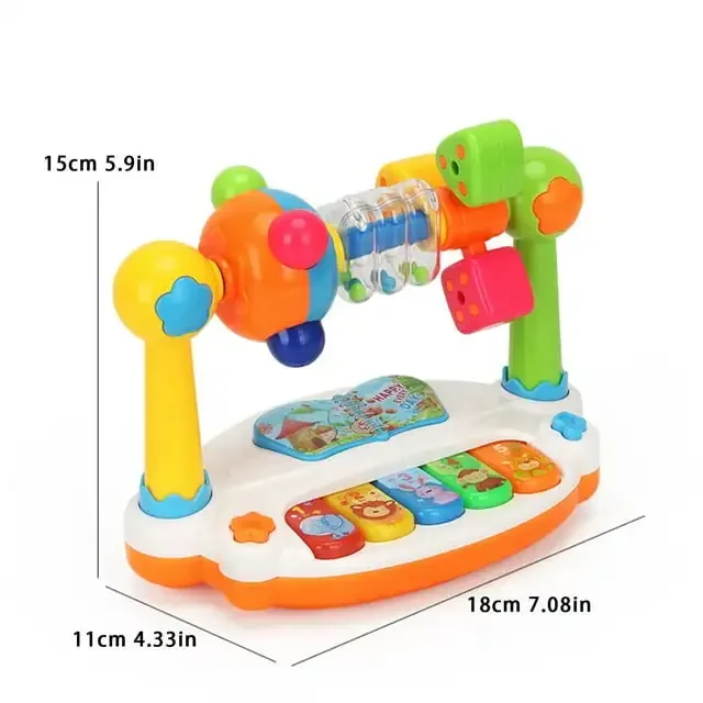 Baby Piano Toys Kids Rotating Music Keyboard Light Sound, Musical Toy for Toddlers,Early Educational Music Toy Gift Random Color