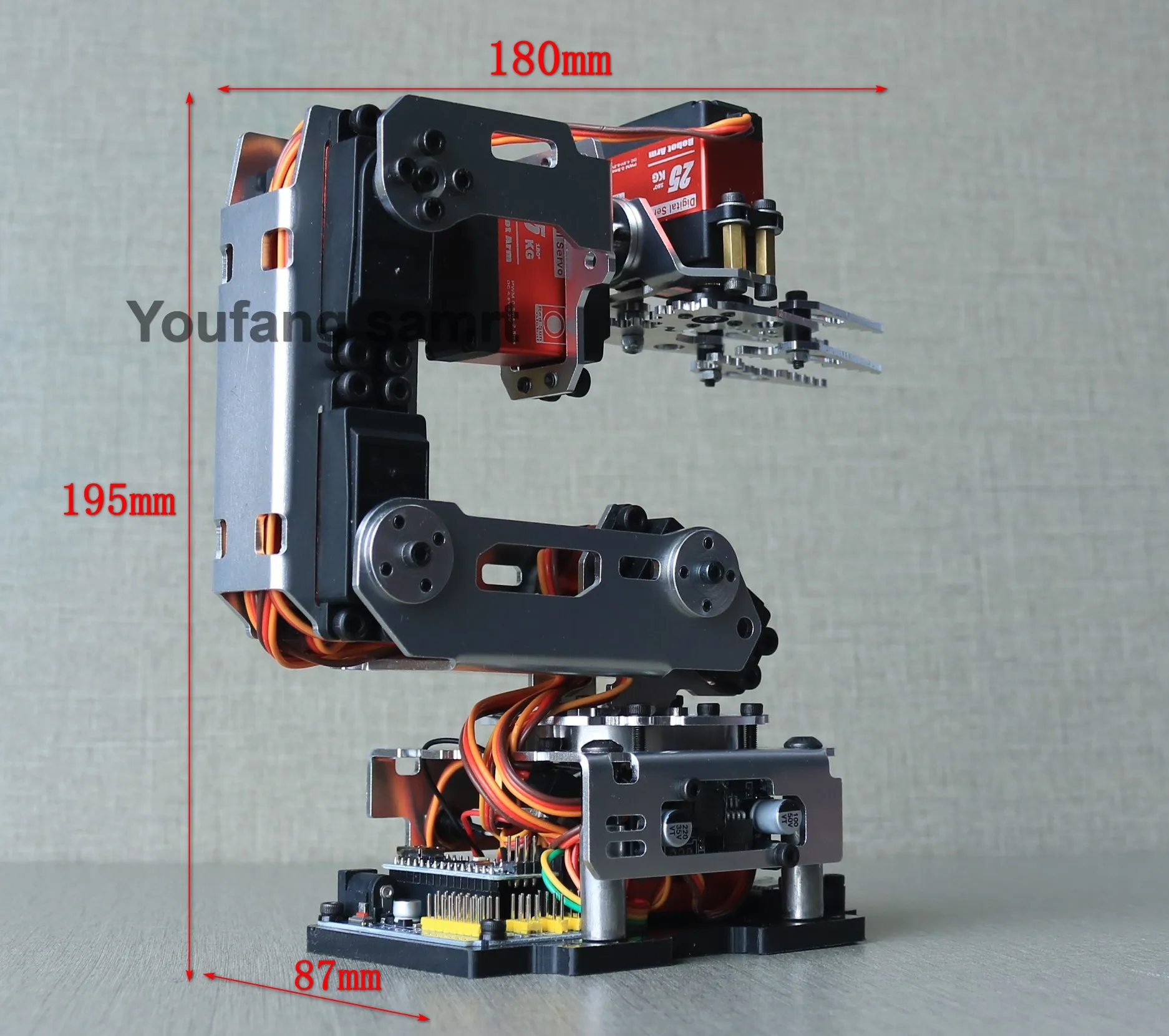6 DOF Robotic Arm with Claw Clamp Gripper Kit Compatible 20Kg Servo for Arduino Robot DIY Kit Android App Programmable Robot Arm