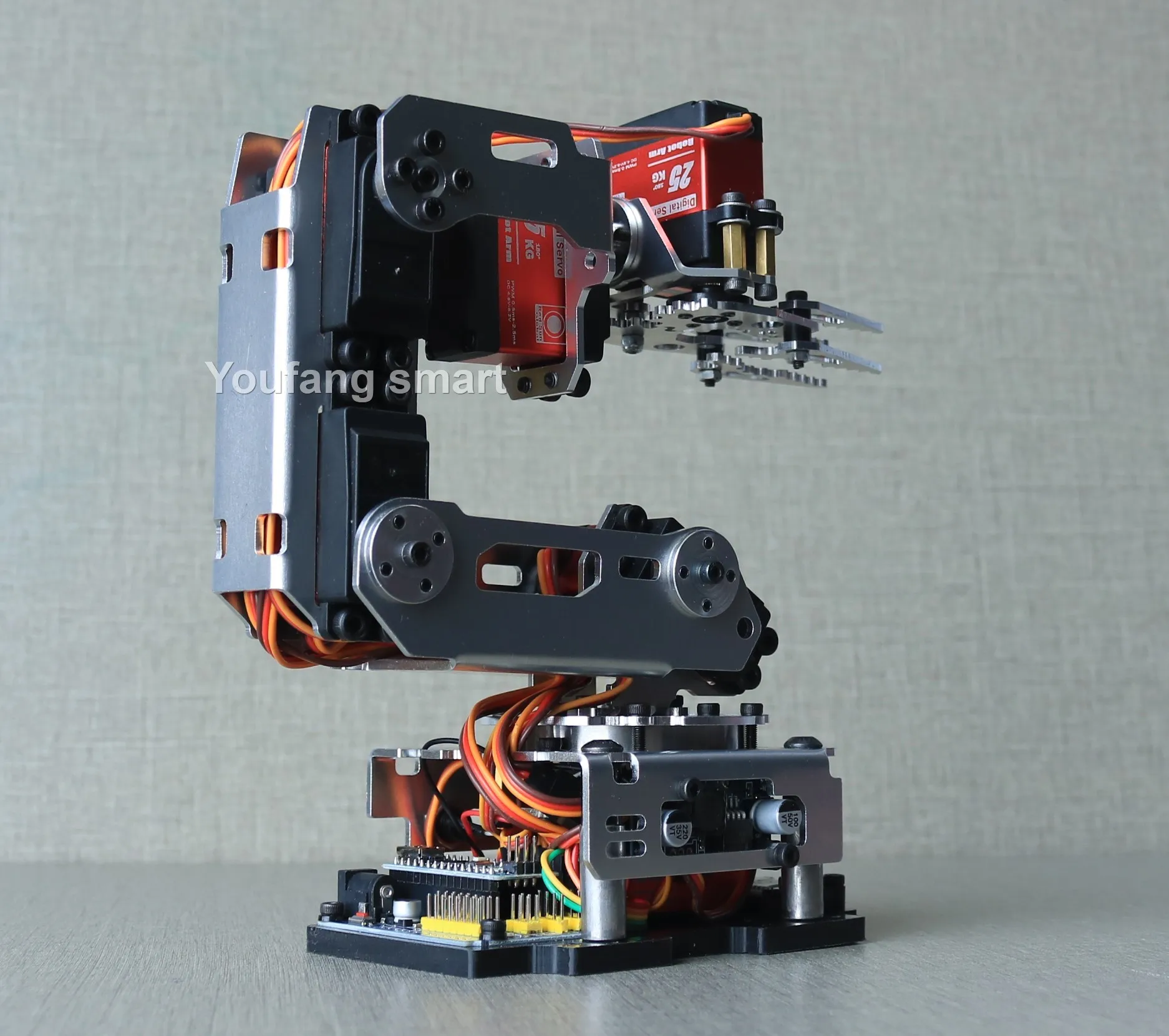 6 DOF Robotic Arm with Claw Clamp Gripper Kit Compatible 20Kg Servo for Arduino Robot DIY Kit Android App Programmable Robot Arm