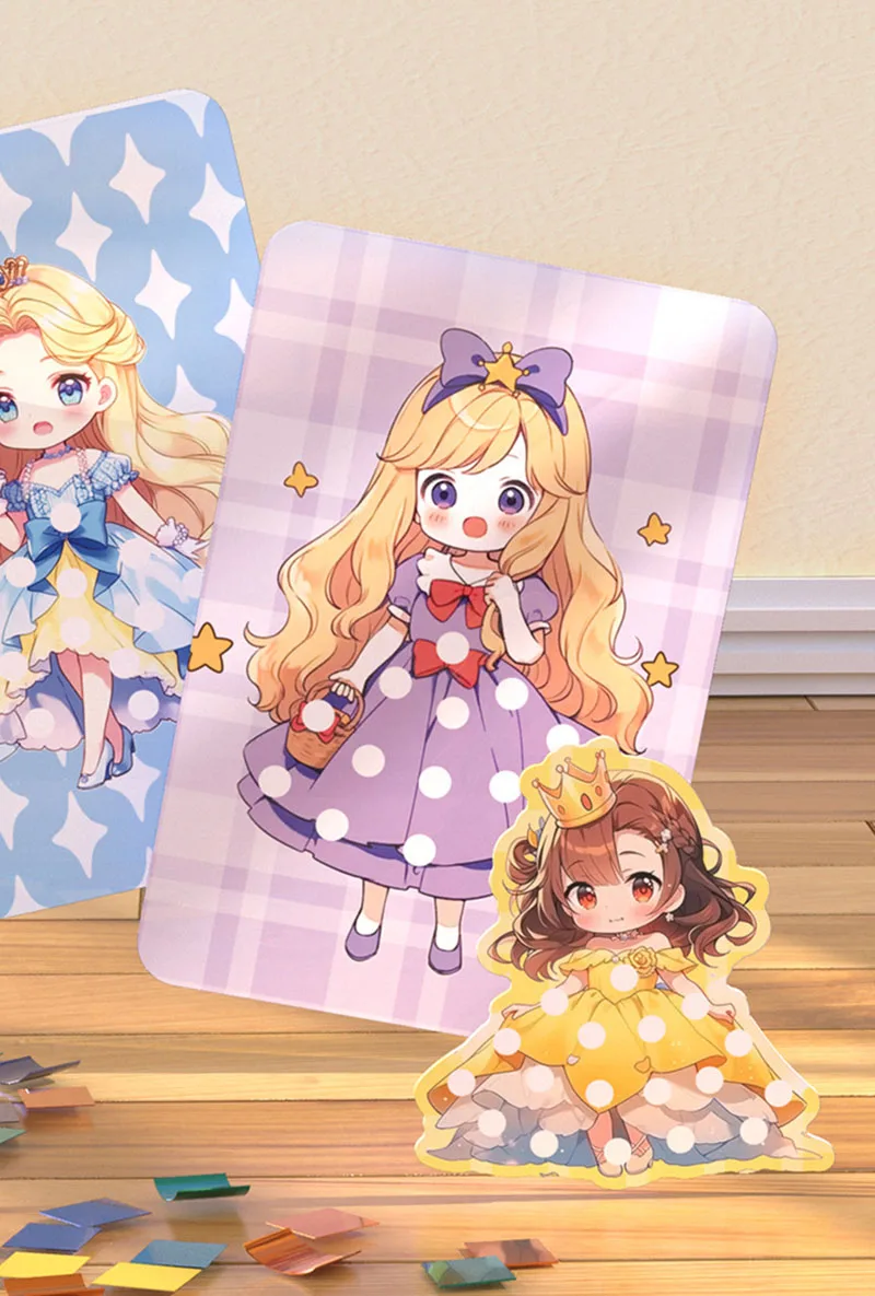 Fabric Art Frenzy Toys for Girls Dress Up Animal Princess Creative Puzzle Puncture Poke Boards Kids DIY Handmade Crafts Kits