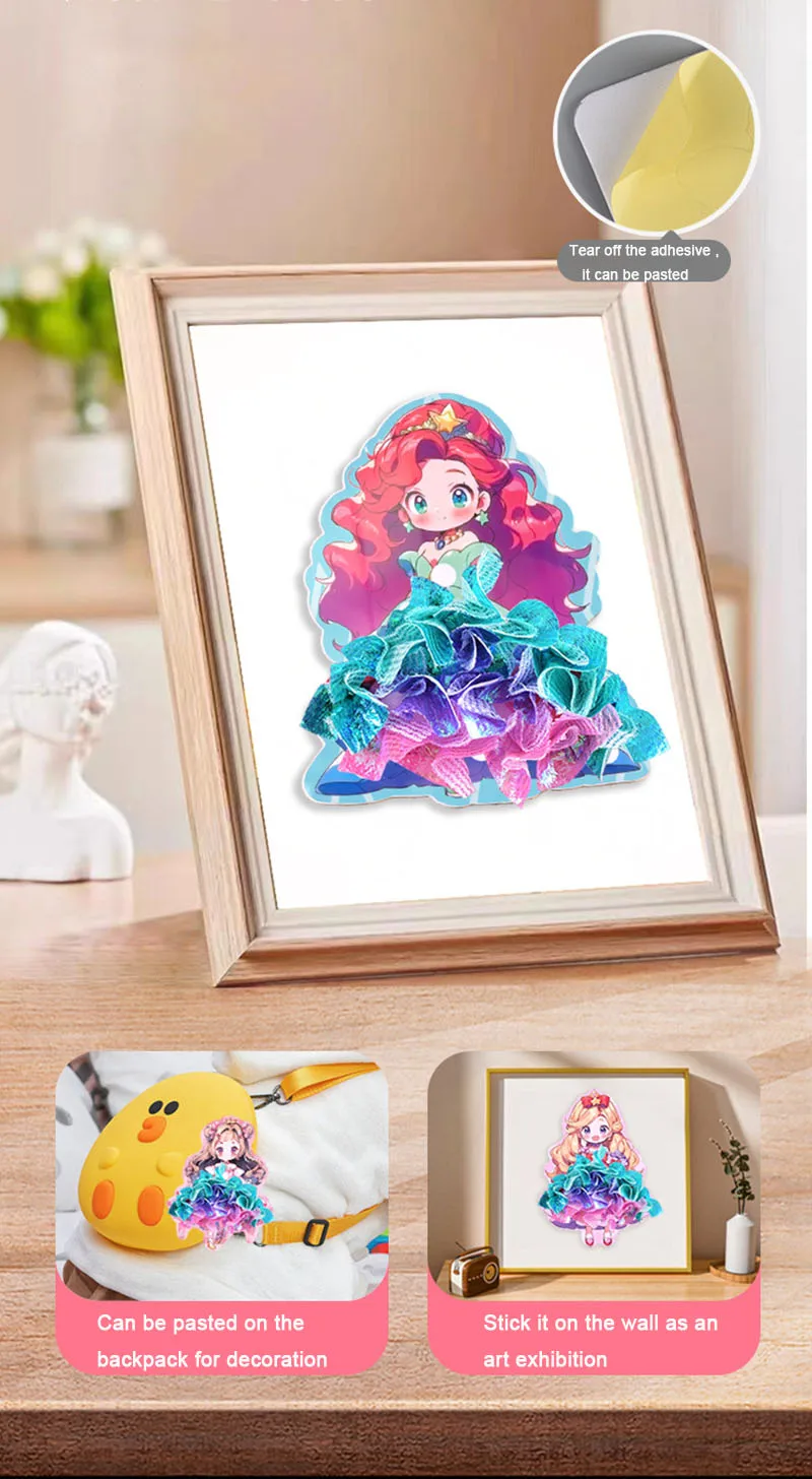 Fabric Art Frenzy Toys for Girls Dress Up Animal Princess Creative Puzzle Puncture Poke Boards Kids DIY Handmade Crafts Kits