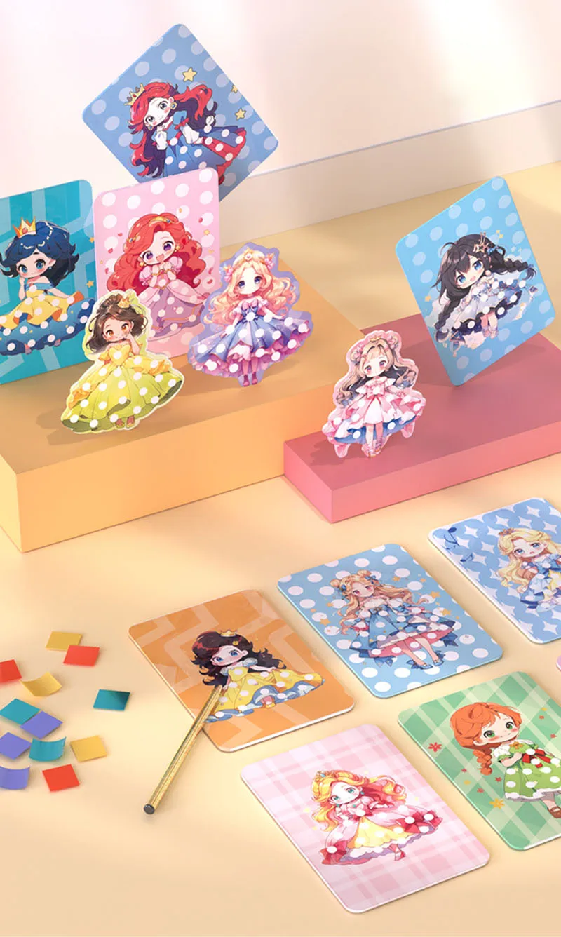 Fabric Art Frenzy Toys for Girls Dress Up Animal Princess Creative Puzzle Puncture Poke Boards Kids DIY Handmade Crafts Kits