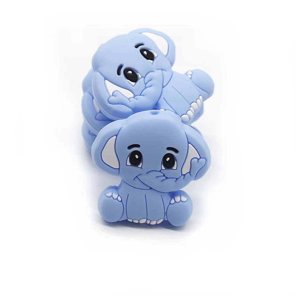 Cute-idea 5pcs Silicone Teether Beads BPA Free Mini Elephant Animal Beads DIY Baby Teething Pacifier Chain Toys Gift Baby goods
