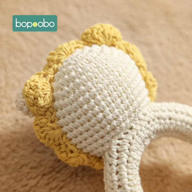 Bopoobo 3PCS/5PCS Crochet Bunny Baby Teether Rattle Animal Beech Wood Teether Pacifier Chain Crochet Rattle For Newborn Baby
