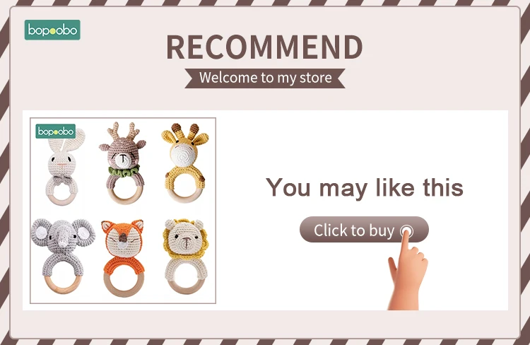 Bopoobo 3PCS/5PCS Crochet Bunny Baby Teether Rattle Animal Beech Wood Teether Pacifier Chain Crochet Rattle For Newborn Baby