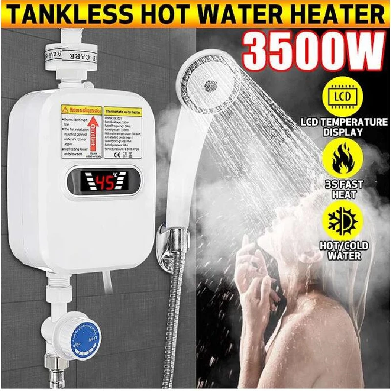Electric Constant Temperature Water Heater Faucet Instant Heating LED Display Shower Tap Vertical Installation for Home
