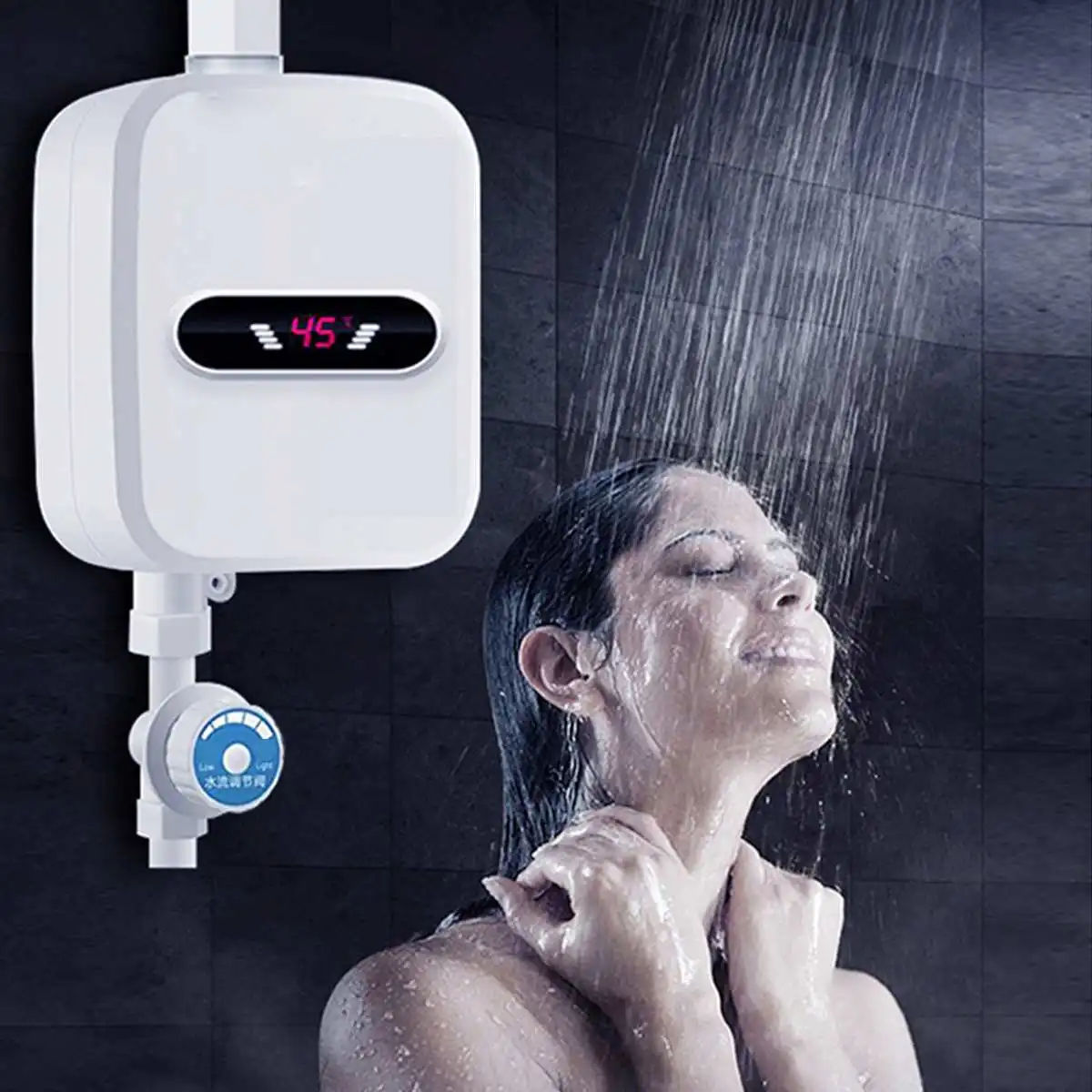 Electric Constant Temperature Water Heater Faucet Instant Heating LED Display Shower Tap Vertical Installation for Home
