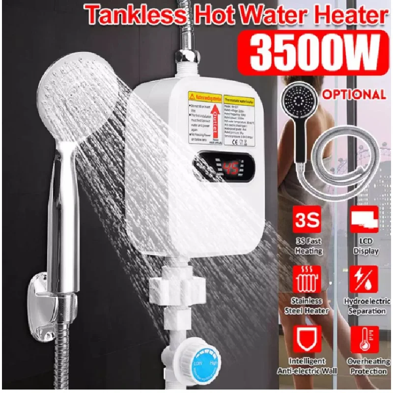 Electric Constant Temperature Water Heater Faucet Instant Heating LED Display Shower Tap Vertical Installation for Home