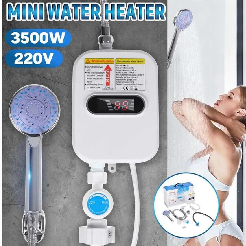 Electric Constant Temperature Water Heater Faucet Instant Heating LED Display Shower Tap Vertical Installation for Home