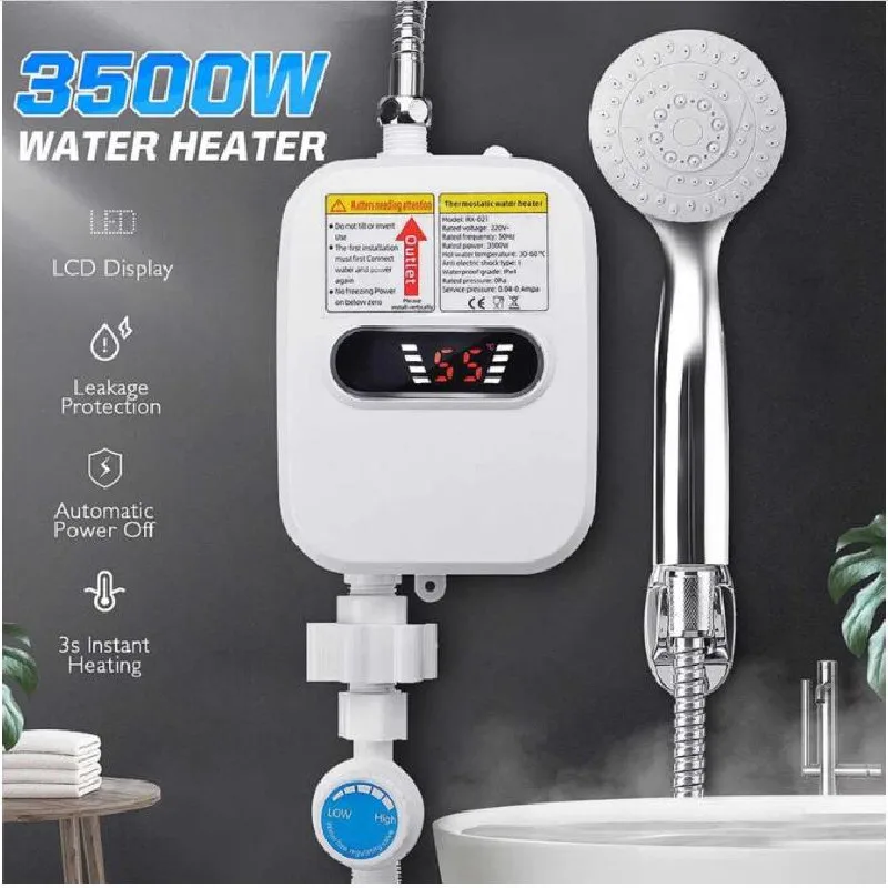 Electric Constant Temperature Water Heater Faucet Instant Heating LED Display Shower Tap Vertical Installation for Home