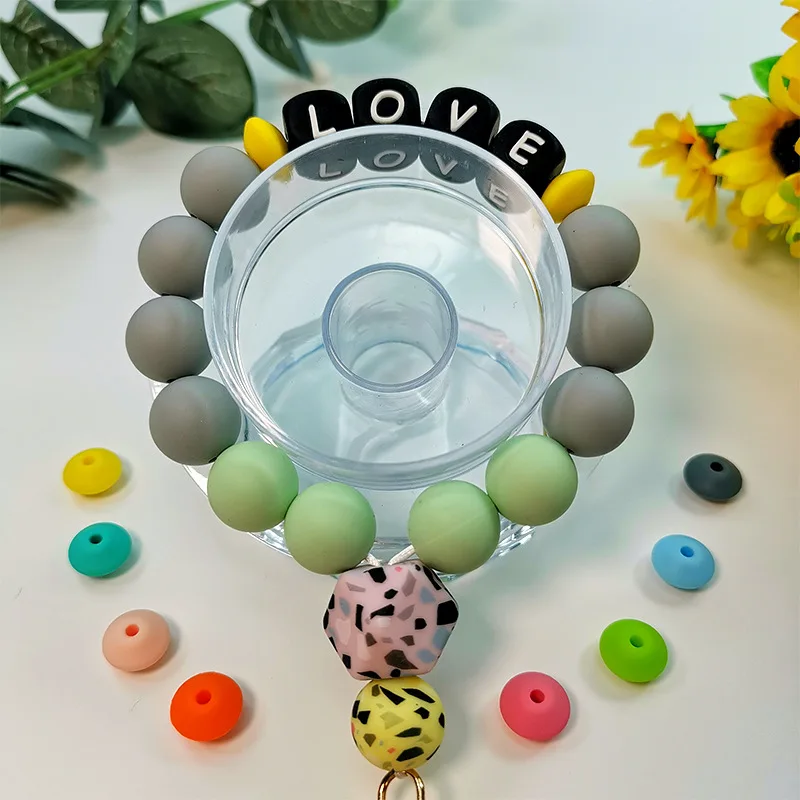 12mm 26Pcs Silicone Letter Beads 15 Colors Colorful Alphabet Silicone Chewing Bead for Pacifier Clip Chain Not Choose Letter