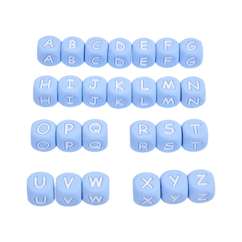 12mm 26Pcs Silicone Letter Beads 15 Colors Colorful Alphabet Silicone Chewing Bead for Pacifier Clip Chain Not Choose Letter