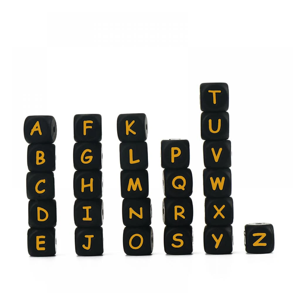 12mm 26Pcs Silicone Letter Beads 15 Colors Colorful Alphabet Silicone Chewing Bead for Pacifier Clip Chain Not Choose Letter