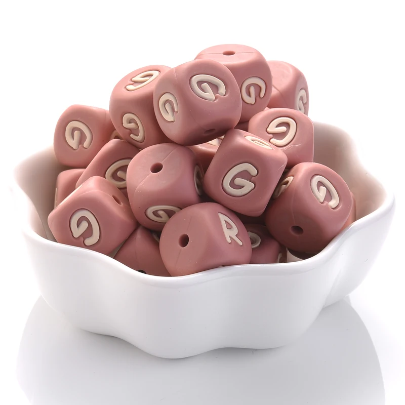 10Pcs Personalized Name Silicone Letters 12mm English Alphabet Teether Beads For Pacifier Chain Teether Necklace Jewelry Making