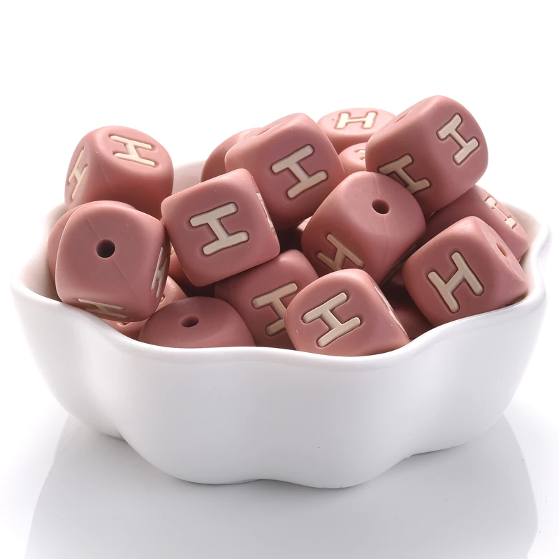 10Pcs Personalized Name Silicone Letters 12mm English Alphabet Teether Beads For Pacifier Chain Teether Necklace Jewelry Making