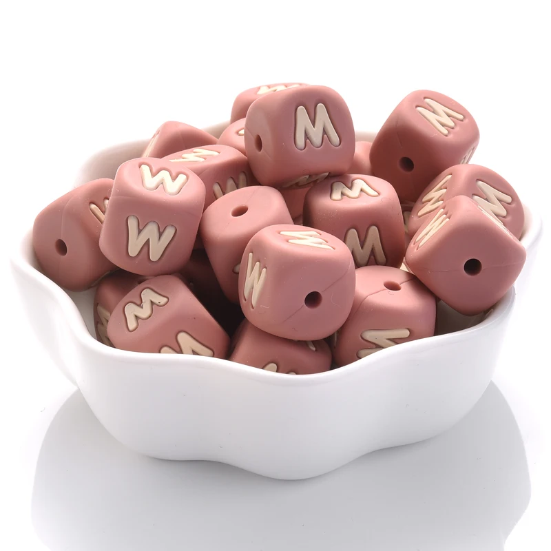 10Pcs Personalized Name Silicone Letters 12mm English Alphabet Teether Beads For Pacifier Chain Teether Necklace Jewelry Making
