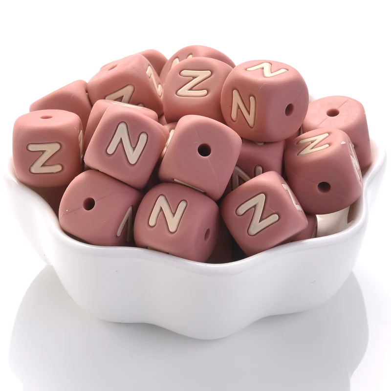 10Pcs Personalized Name Silicone Letters 12mm English Alphabet Teether Beads For Pacifier Chain Teether Necklace Jewelry Making