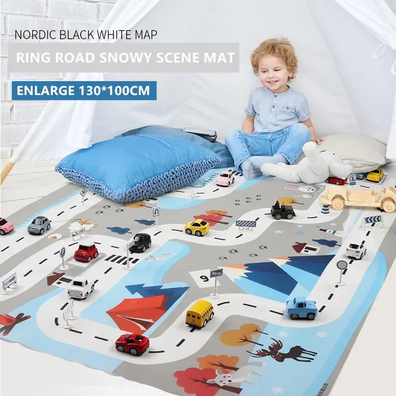 Baby Play Mat City Traffic Car Park Waterproof Parking Lot Kids Playmat Kids Rug Boy Girl Educational Toys for Children Map ​