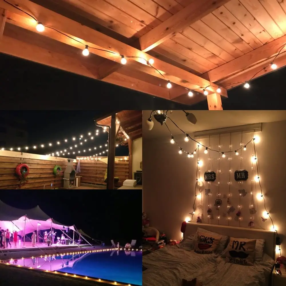 Outdoor Waterproof String Light G40 Frosted Milky Glass E12 Replacement LED Bulbs IP44 Connectable Garden Party Wedding Garland