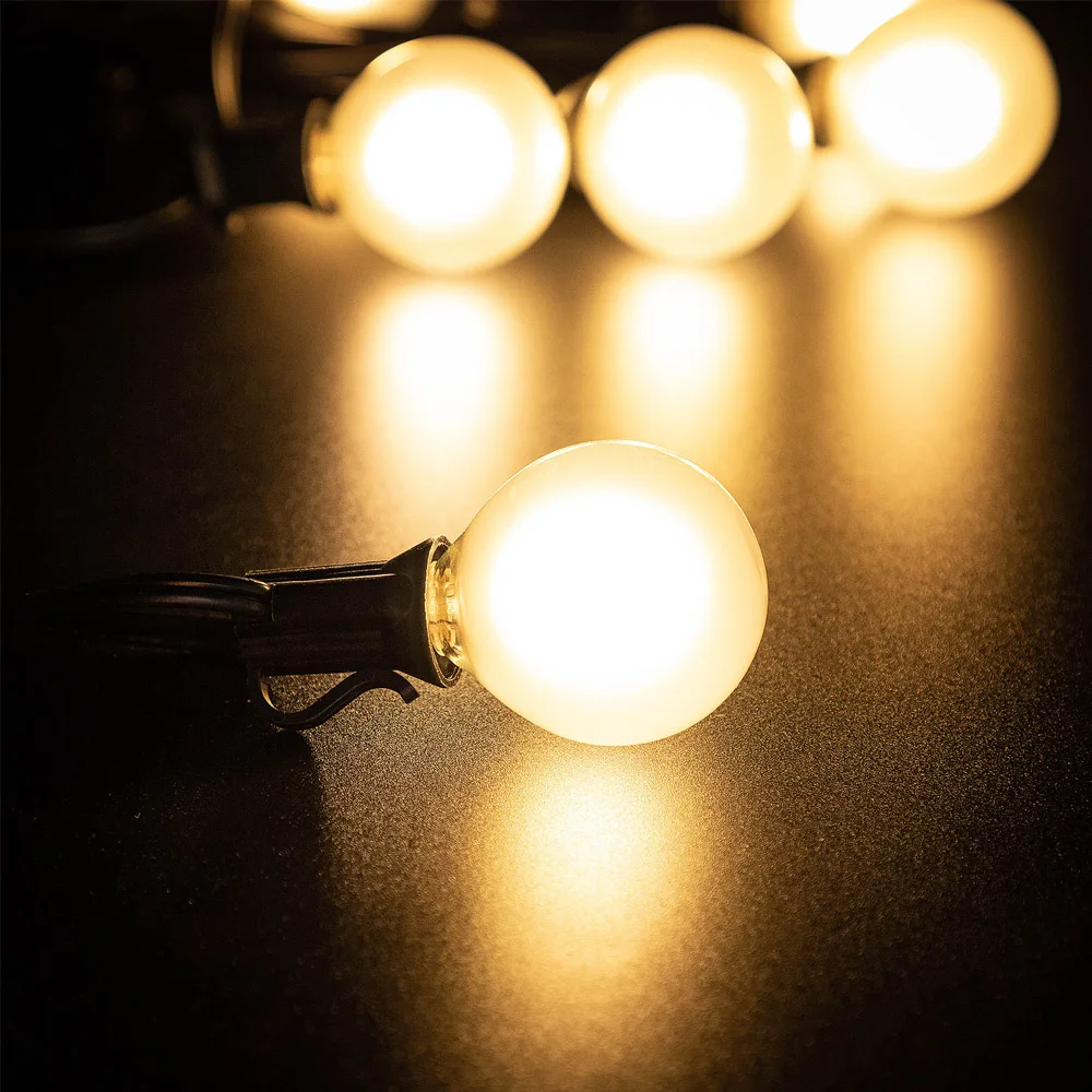 Outdoor Waterproof String Light G40 Frosted Milky Glass E12 Replacement LED Bulbs IP44 Connectable Garden Party Wedding Garland