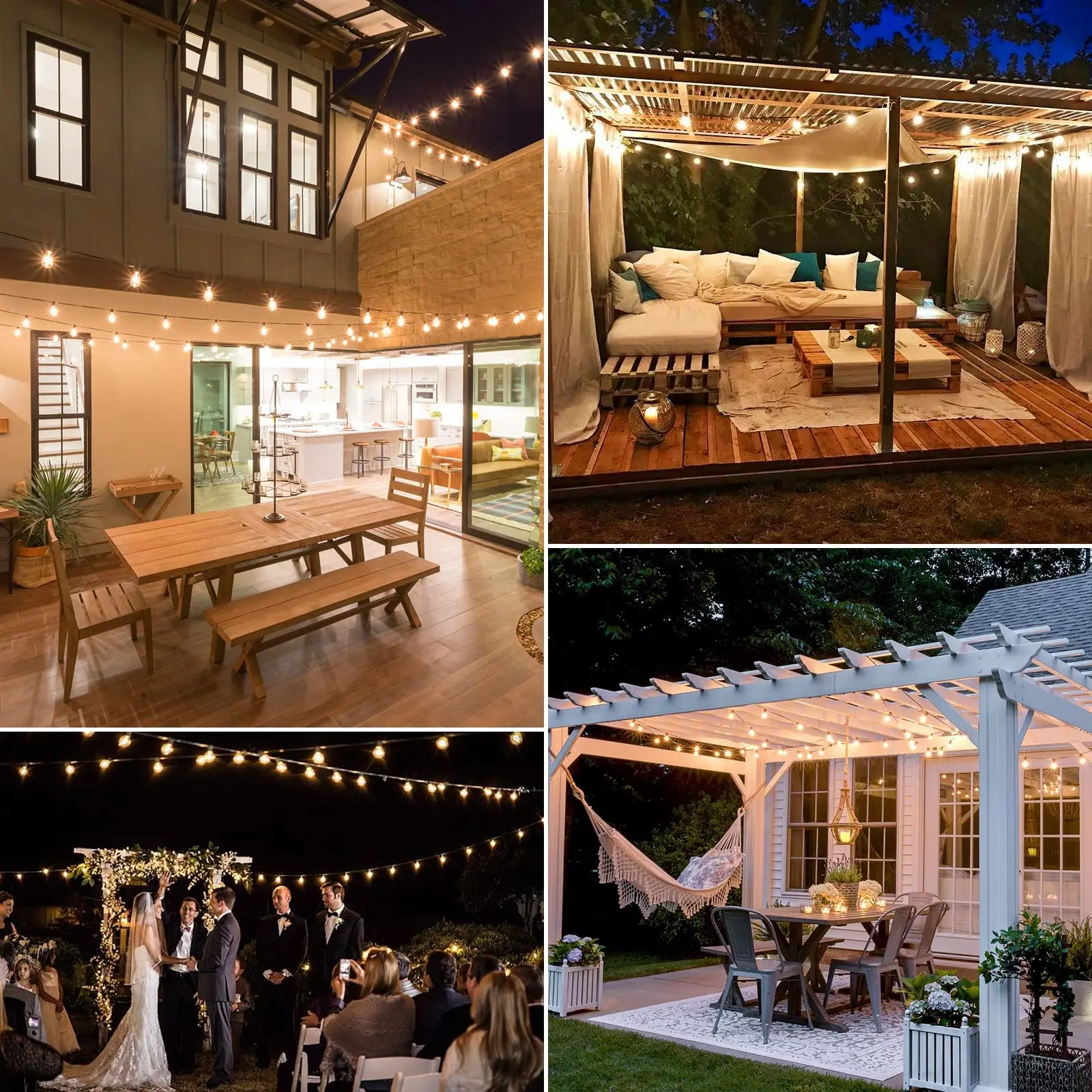 Outdoor Waterproof String Light G40 Frosted Milky Glass E12 Replacement LED Bulbs IP44 Connectable Garden Party Wedding Garland