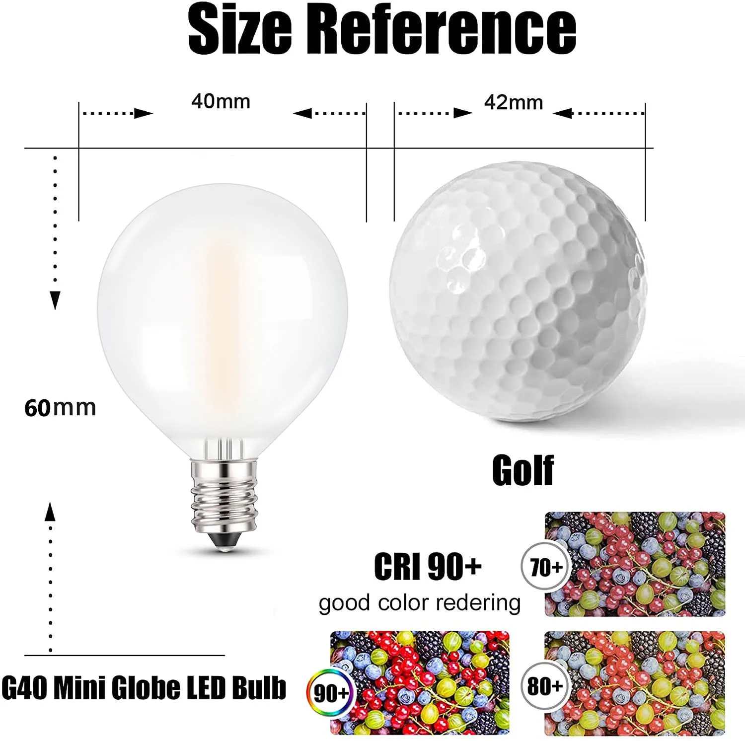 Outdoor Waterproof String Light G40 Frosted Milky Glass E12 Replacement LED Bulbs IP44 Connectable Garden Party Wedding Garland