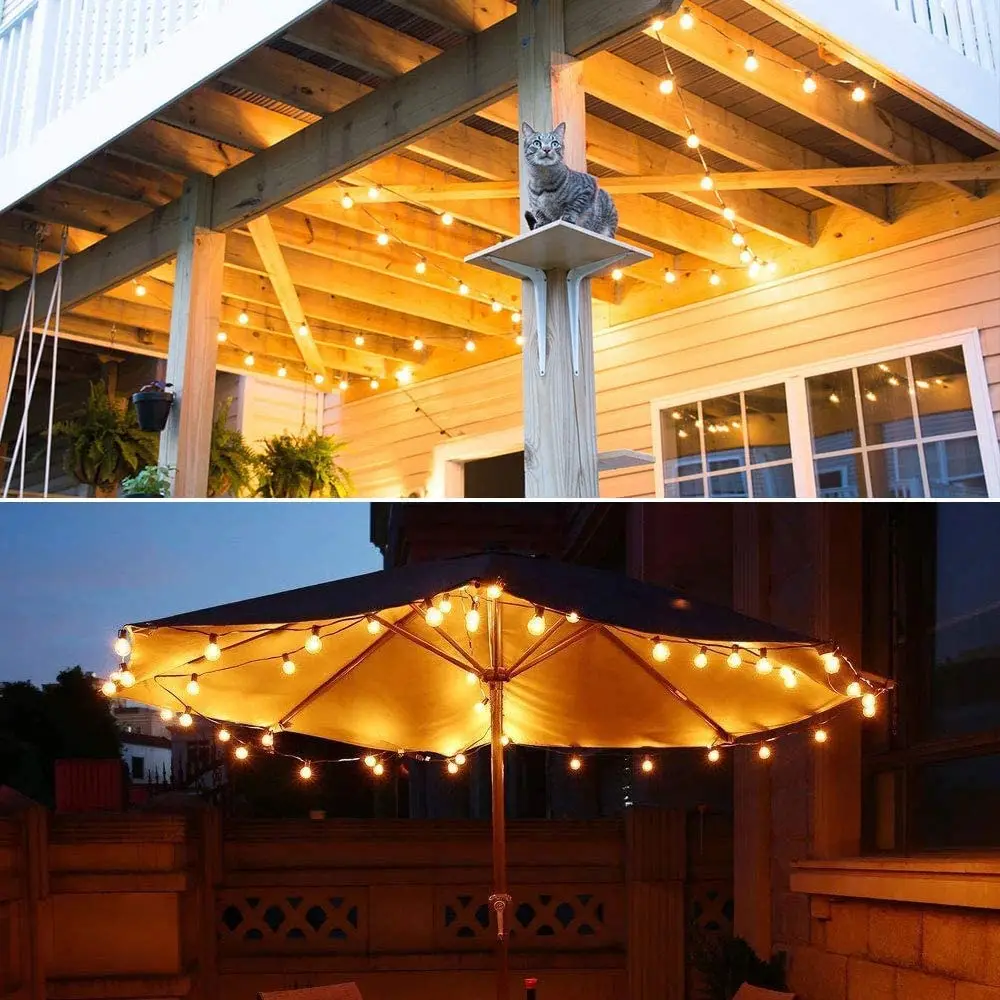 Outdoor Waterproof String Light G40 Frosted Milky Glass E12 Replacement LED Bulbs IP44 Connectable Garden Party Wedding Garland