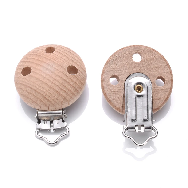 50Pcs Natural Wooden Baby Pacifier Clip Wood Dummy Nipples Holder DIY Teether Teething Chain Nursing Chew Accessory Shower Gifts