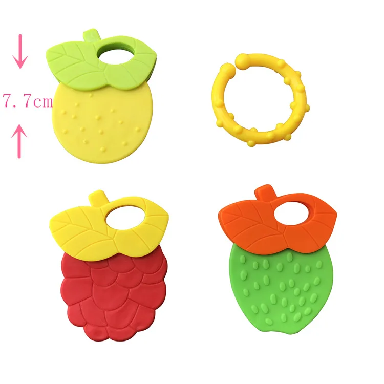 Silicone Teethers for Baby Things Newborn Chews Food Grade Teethers Training Bed Toy Baby fruit item Feeding Infant Rattle