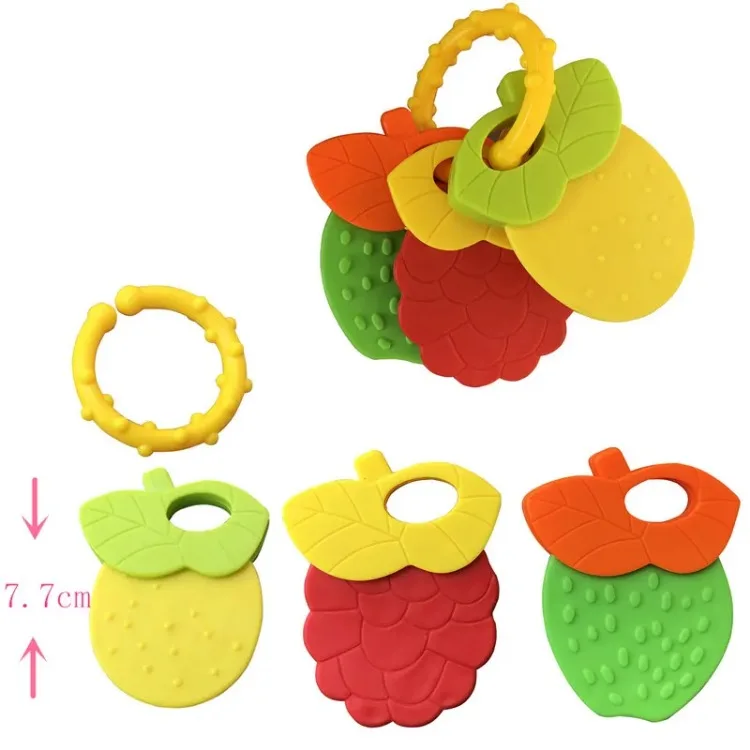 Silicone Teethers for Baby Things Newborn Chews Food Grade Teethers Training Bed Toy Baby fruit item Feeding Infant Rattle