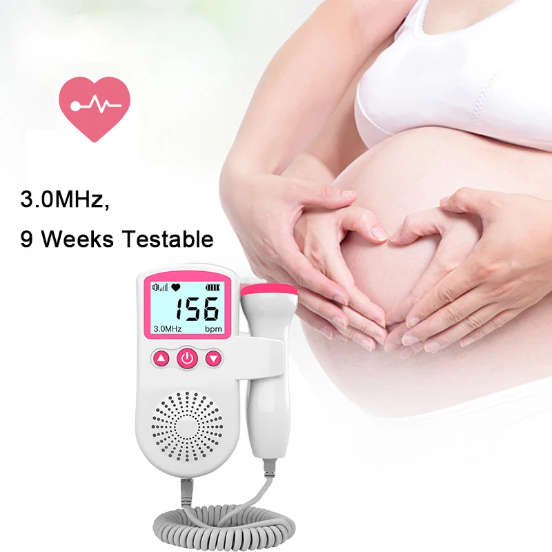 Fetal Doppler Hand-hold Pocket Portable Sound Baby Heart Pregnancy 3.0MHz Ultrasound Fetus Detector Machine Beat Monitor