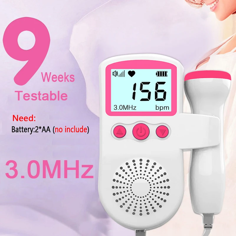 Fetal Doppler Hand-hold Pocket Portable Sound Baby Heart Pregnancy 3.0MHz Ultrasound Fetus Detector Machine Beat Monitor
